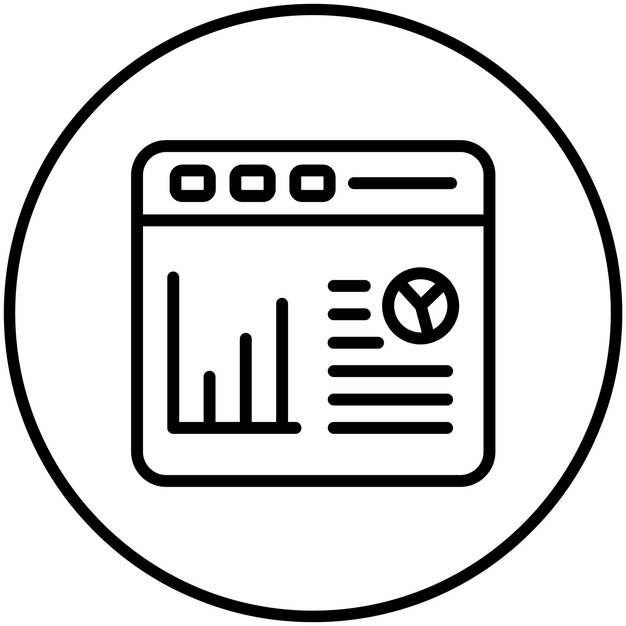 Ilustración del icono vectorial de estadísticas del sitio web de Seo y el conjunto de iconos web