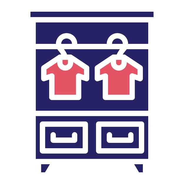 Vector ilustración del icono vectorial del estante de ropa del conjunto de iconos interiores