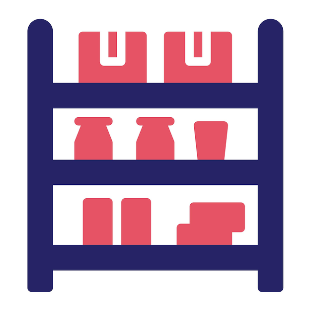 Ilustración del icono vectorial de los estantes del conjunto de iconos de procesos industriales