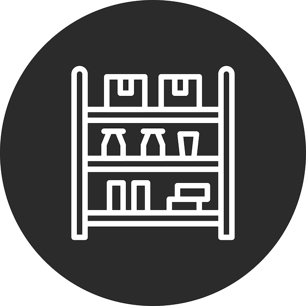 Ilustración del icono vectorial de los estantes del conjunto de iconos de procesos industriales