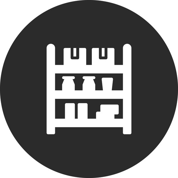 Ilustración del icono vectorial de los estantes del conjunto de iconos de procesos industriales