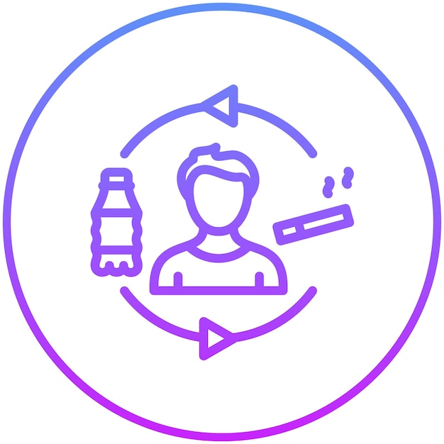 Ilustración del icono vectorial de estilo de vida no saludable del conjunto de iconos de estilos de vida