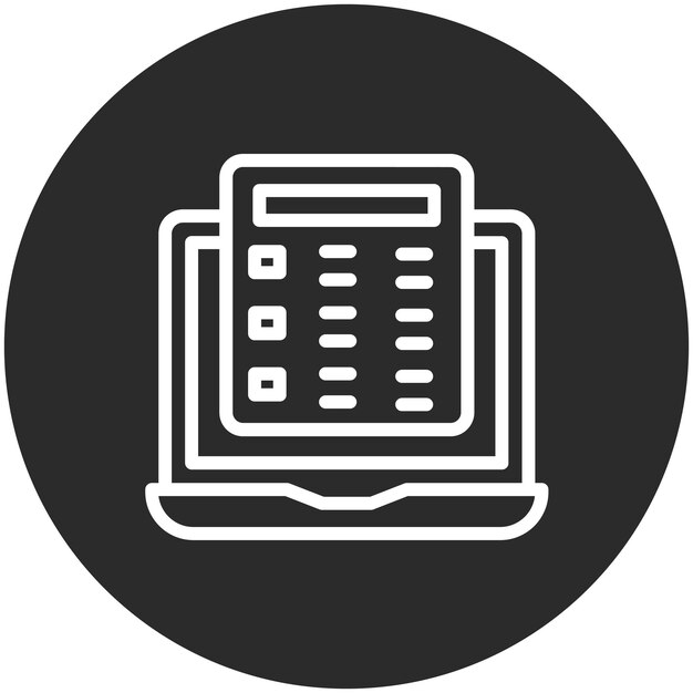 Ilustración del icono vectorial de exámenes en línea del conjunto de iconos de educación en línea