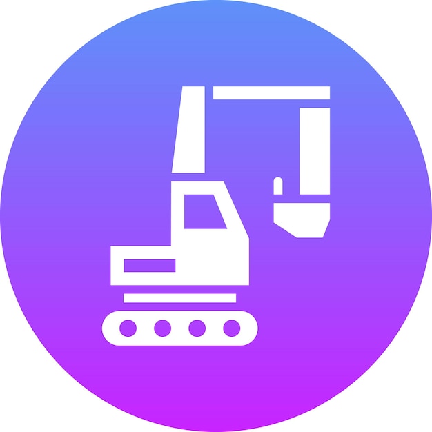 Ilustración del icono vectorial de la excavadora del conjunto de iconos de herramientas de construcción