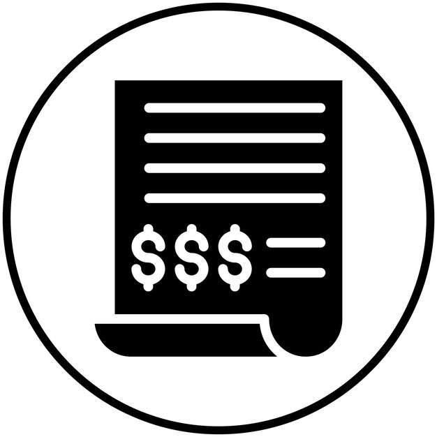 Ilustración del icono vectorial de la factura del conjunto de iconos de negocios y oficinas