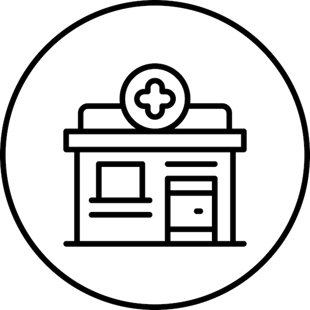 Ilustración del icono vectorial de la farmacia del conjunto de iconos del centro comercial