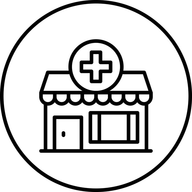 Vector ilustración del icono vectorial de la farmacia del conjunto de iconos de la ciudad inteligente