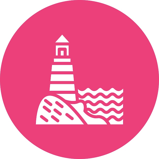 Ilustración del icono vectorial del faro del conjunto de iconos de paisajes