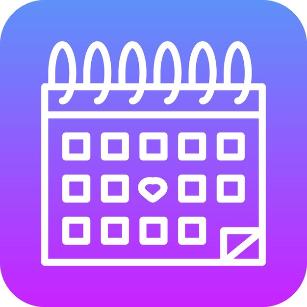 Ilustración del icono vectorial de la fecha de la boda del conjunto de iconos de la boda