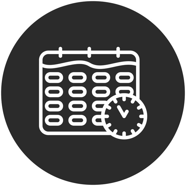 Ilustración del icono vectorial de fecha límite de negocios del conjunto de iconos de negocios y oficinas