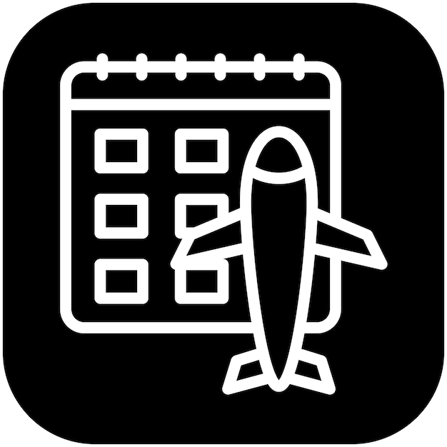 Ilustración del icono vectorial de la fecha de viaje del conjunto de iconos de planificación de vacaciones