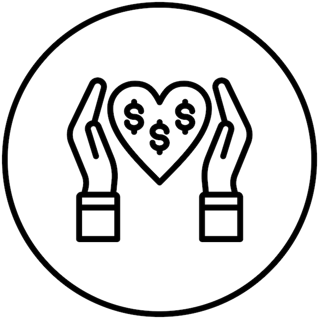 Ilustración del icono vectorial de filantropía del conjunto de iconos de donaciones
