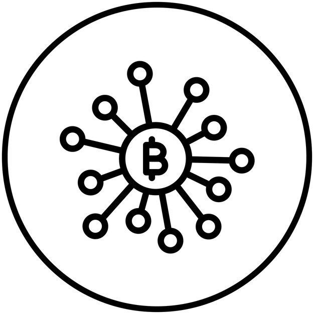 Ilustración del icono vectorial de finanzas descentralizadas del conjunto de iconos de criptomonedas