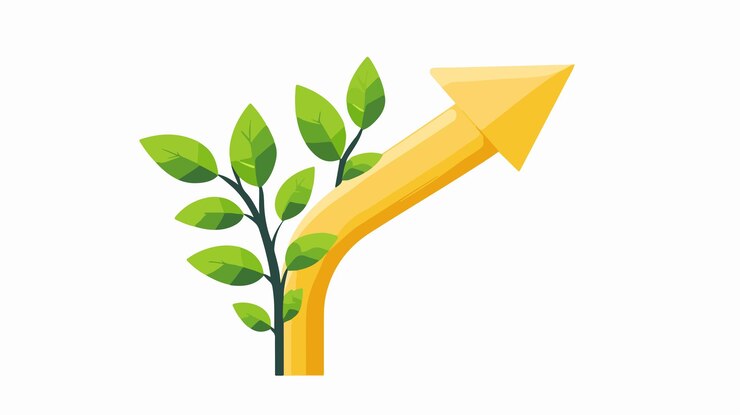 Vector ilustración del icono vectorial de flecha de crecimiento plano
