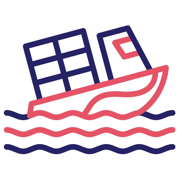 Ilustración del icono vectorial del fregadero del barco del conjunto de iconos de desastres naturales