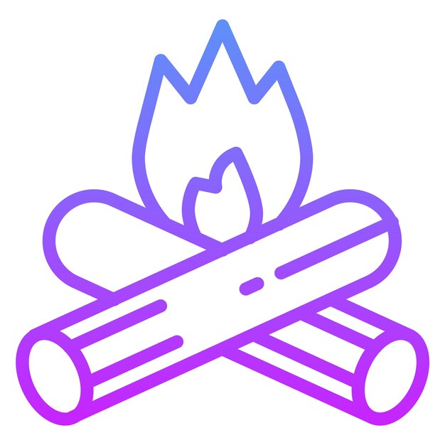 Ilustración del icono vectorial de fuego de campamento del conjunto de iconos de entretenimiento