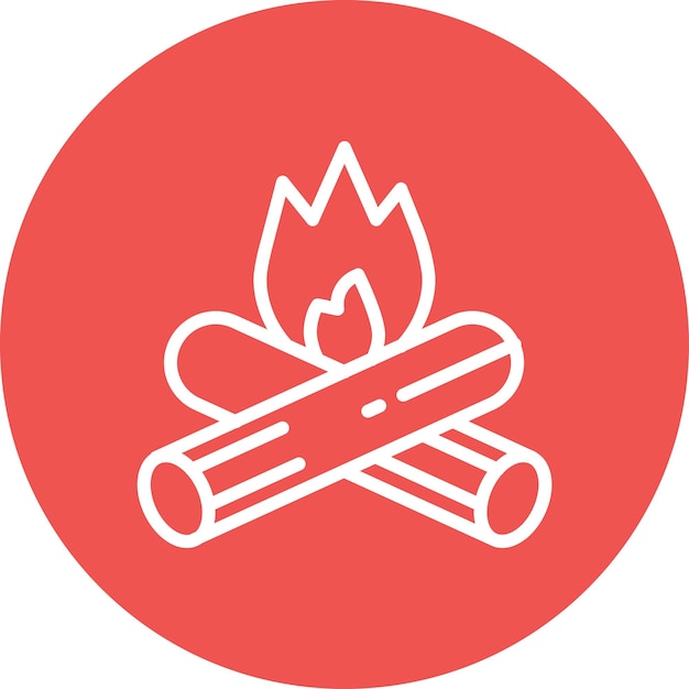 Ilustración del icono vectorial de fuego de campamento del conjunto de iconos de entretenimiento