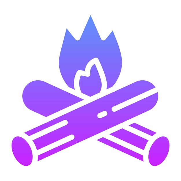 Ilustración del icono vectorial de fuego de campamento del conjunto de iconos de entretenimiento