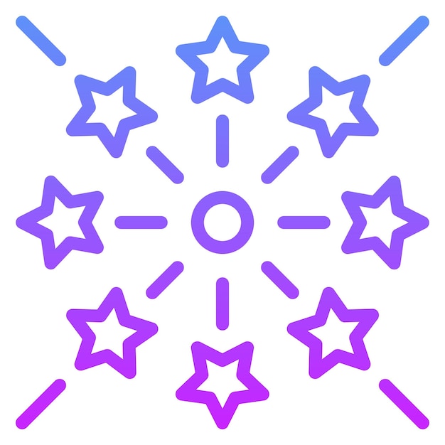 Ilustración del icono vectorial de fuegos artificiales del conjunto de iconos de cumpleaños