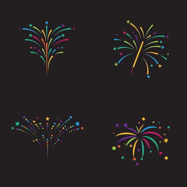 Ilustración del icono vectorial de los fuegos artificiales