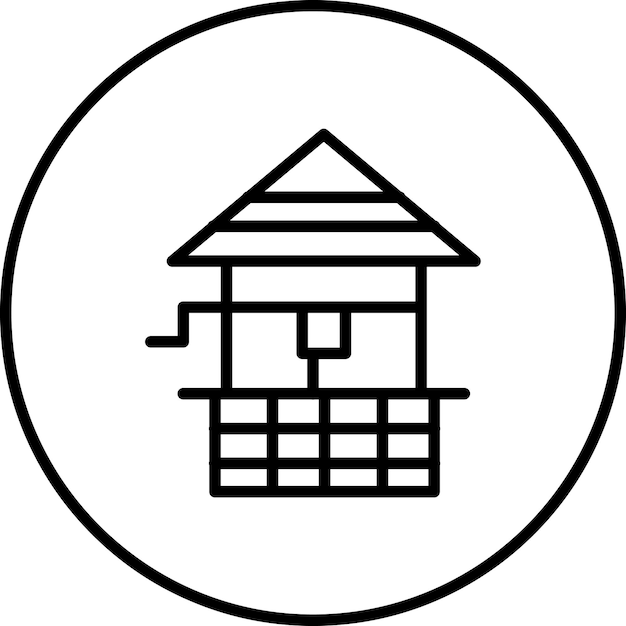 Ilustración del icono vectorial de la fuente del icono del pueblo