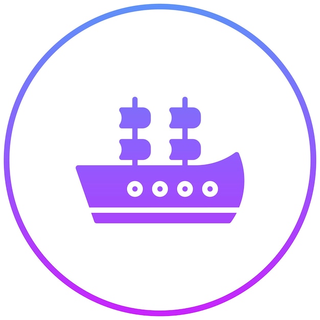 Ilustración del icono vectorial del galeón del conjunto de iconos de Pirata