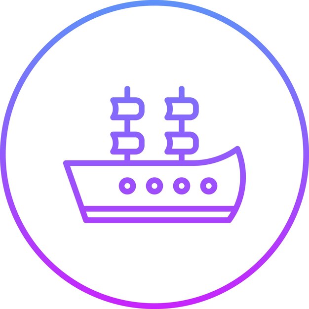 Ilustración del icono vectorial del galeón del conjunto de iconos de Pirata