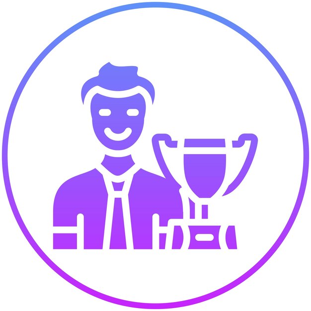 Ilustración del icono vectorial del ganador del conjunto de iconos de la escuela