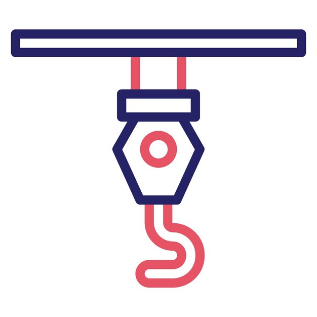 Ilustración del icono vectorial de gancho del conjunto de iconos de procesos industriales
