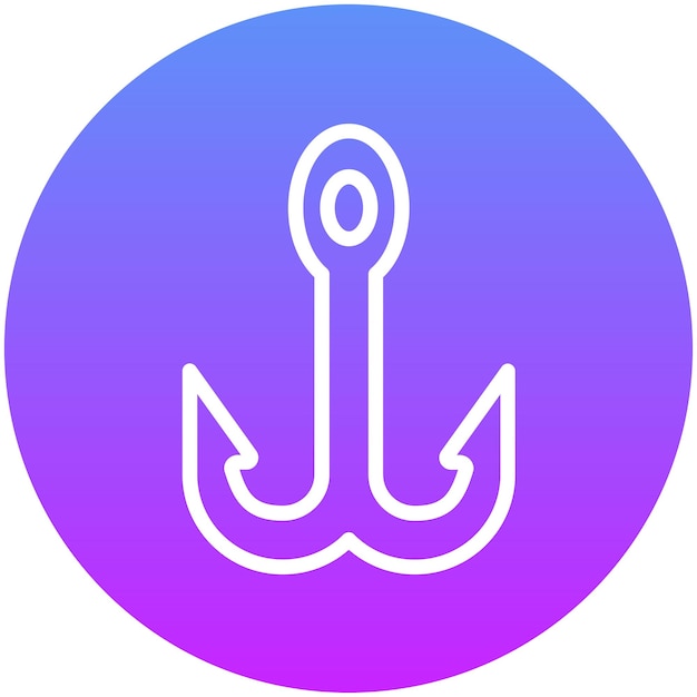 Ilustración del icono vectorial de gancho de pescado del conjunto de iconos de pesca