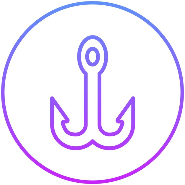 Ilustración del icono vectorial de gancho de pescado del conjunto de iconos de pesca