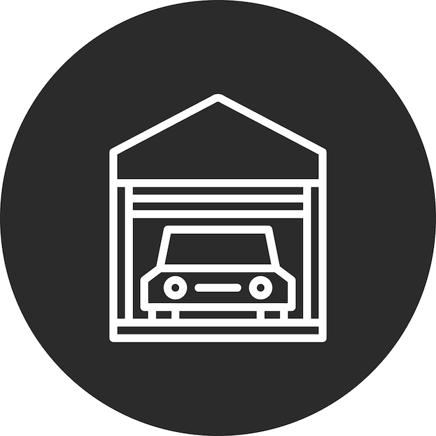 Ilustración del icono vectorial del garaje del conjunto de iconos de bienes raíces