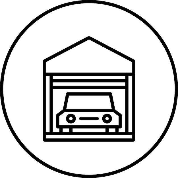 Ilustración del icono vectorial del garaje del conjunto de iconos de bienes raíces