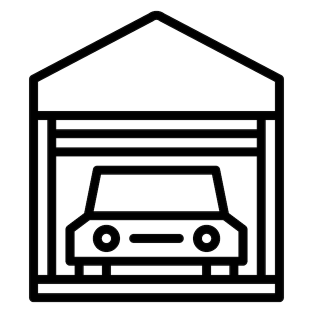 Ilustración del icono vectorial del garaje del conjunto de iconos de bienes raíces
