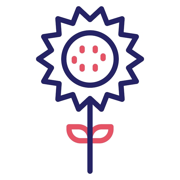 Ilustración del icono vectorial del girasol del conjunto de iconos de la primavera