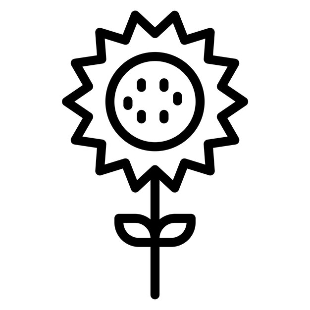 Ilustración del icono vectorial del girasol del conjunto de iconos de la primavera