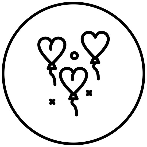 Ilustración del icono vectorial del globo del corazón del conjunto de iconos de Festa Junina
