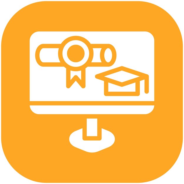 Ilustración del icono vectorial de grado en línea del conjunto de iconos de educación en línea