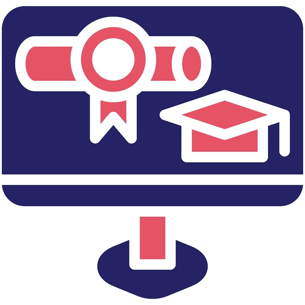 Ilustración del icono vectorial de grado en línea del conjunto de iconos de educación en línea