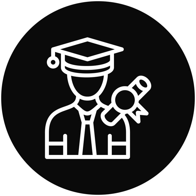Ilustración del icono vectorial de los graduados del conjunto de iconos de la escuela