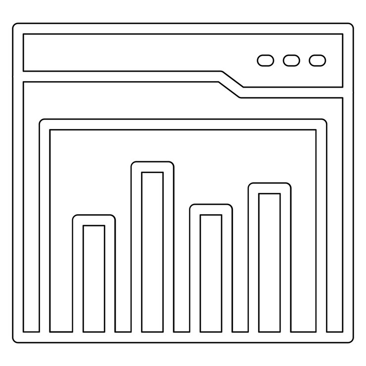 Vector ilustración del icono vectorial de gráfico de barras en línea del iconset de comercio electrónico