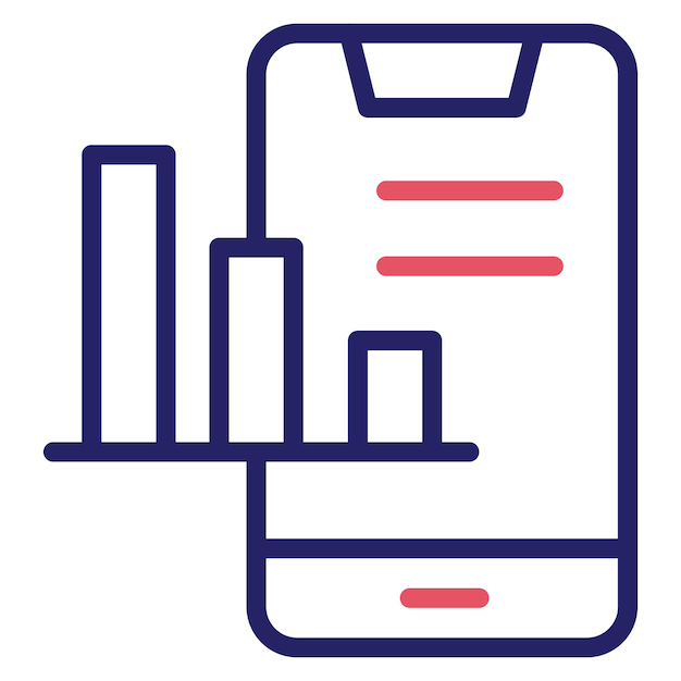 Ilustración del icono vectorial del gráfico de barras móvil del conjunto de iconos de SEO y SEM