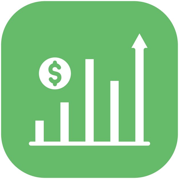 Ilustración del icono vectorial del gráfico de crecimiento del conjunto de iconos de negocios y oficinas