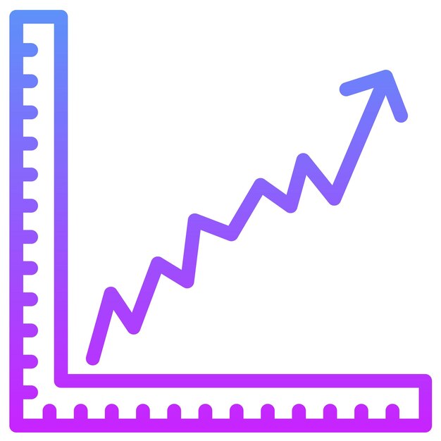 Ilustración del icono vectorial del gráfico de línea ascendente del conjunto de iconos de infografías