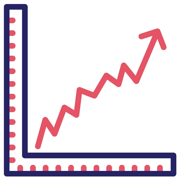 Ilustración del icono vectorial del gráfico de línea ascendente del conjunto de iconos de infografías