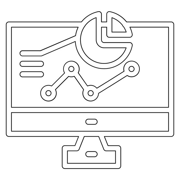 Ilustración del icono vectorial del gráfico de pastel en línea del conjunto de iconos de ECommerce