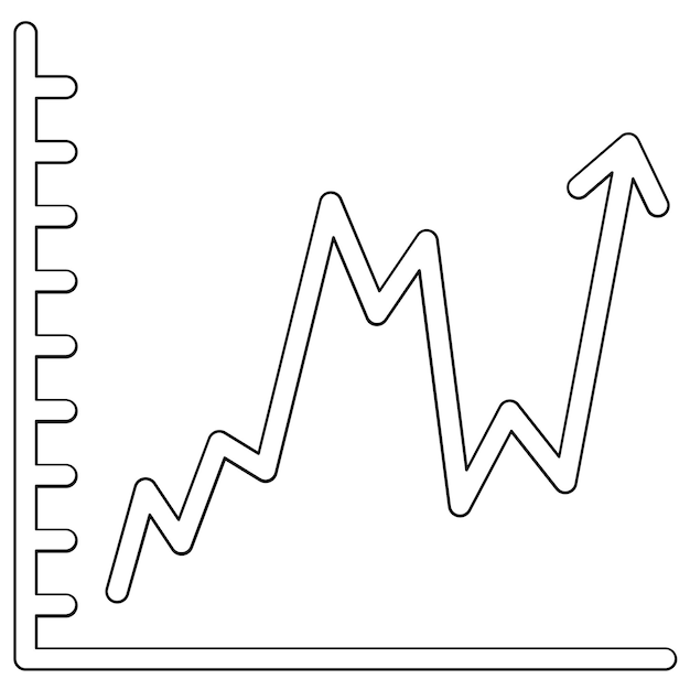Ilustración del icono vectorial del gráfico de tendencias del conjunto de iconos de infografías