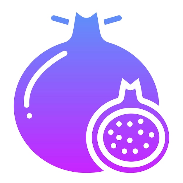 Ilustración del icono vectorial de la granada del conjunto de iconos de frutas y verduras