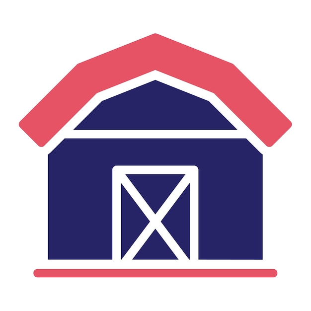 Ilustración del icono vectorial del granero del conjunto de iconos de la agricultura