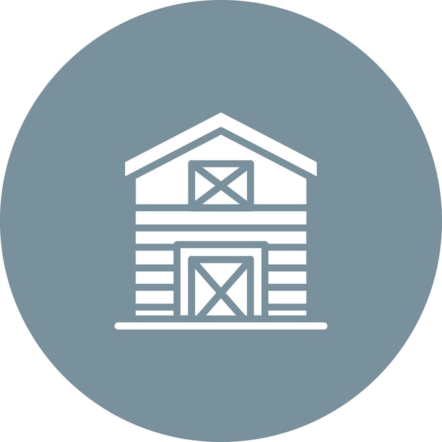 Ilustración del icono vectorial del granero del conjunto de iconos del pueblo